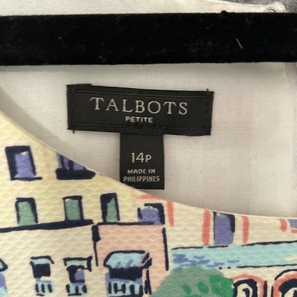 Talbots 14P Sleeveless Dress Scenic Village Print Vacation Summer Style - Picture 2 of 6